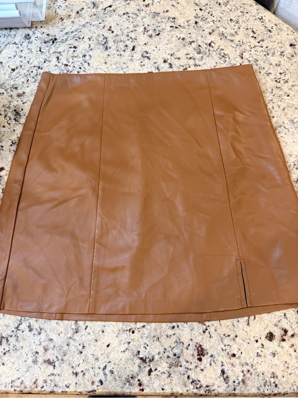 LOFT Cognac Faux Leather Mini Skirt